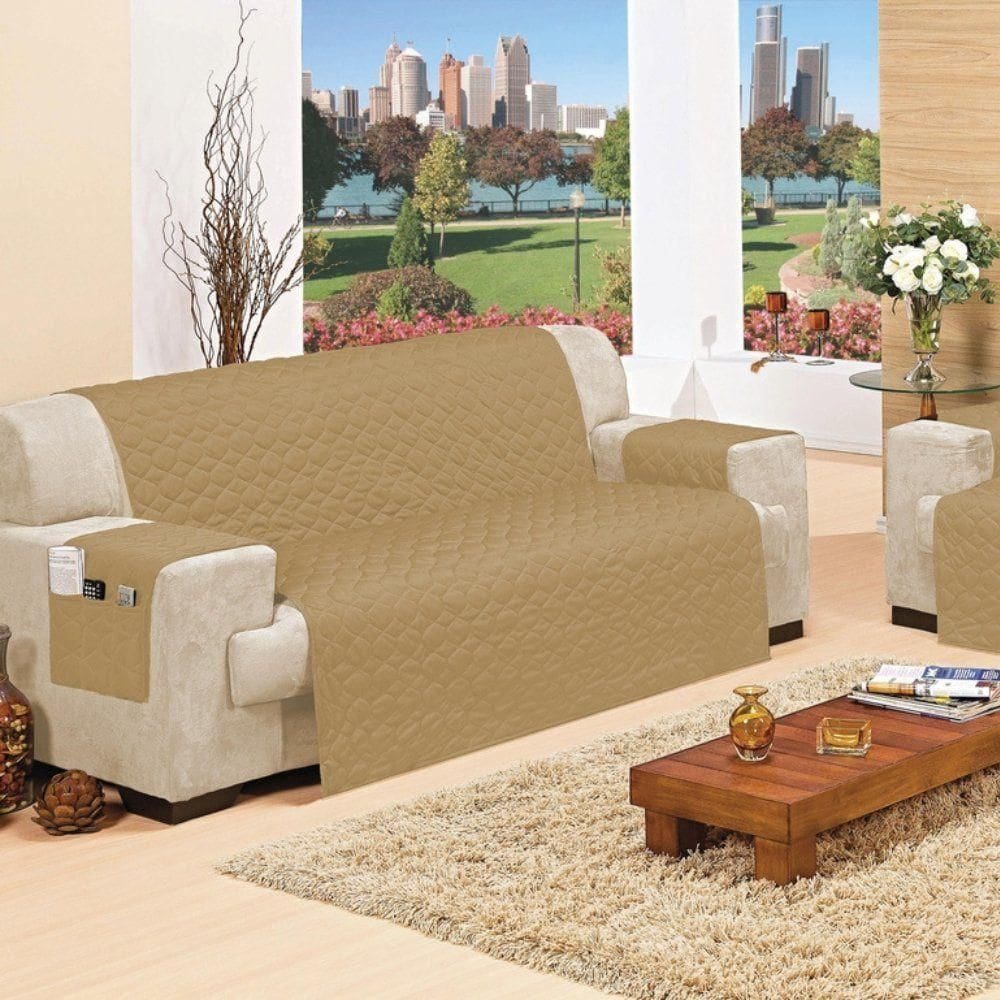 Protetor Para Sofá Castor 2 E 3 Lugares 100% Poliéster - Caramelo