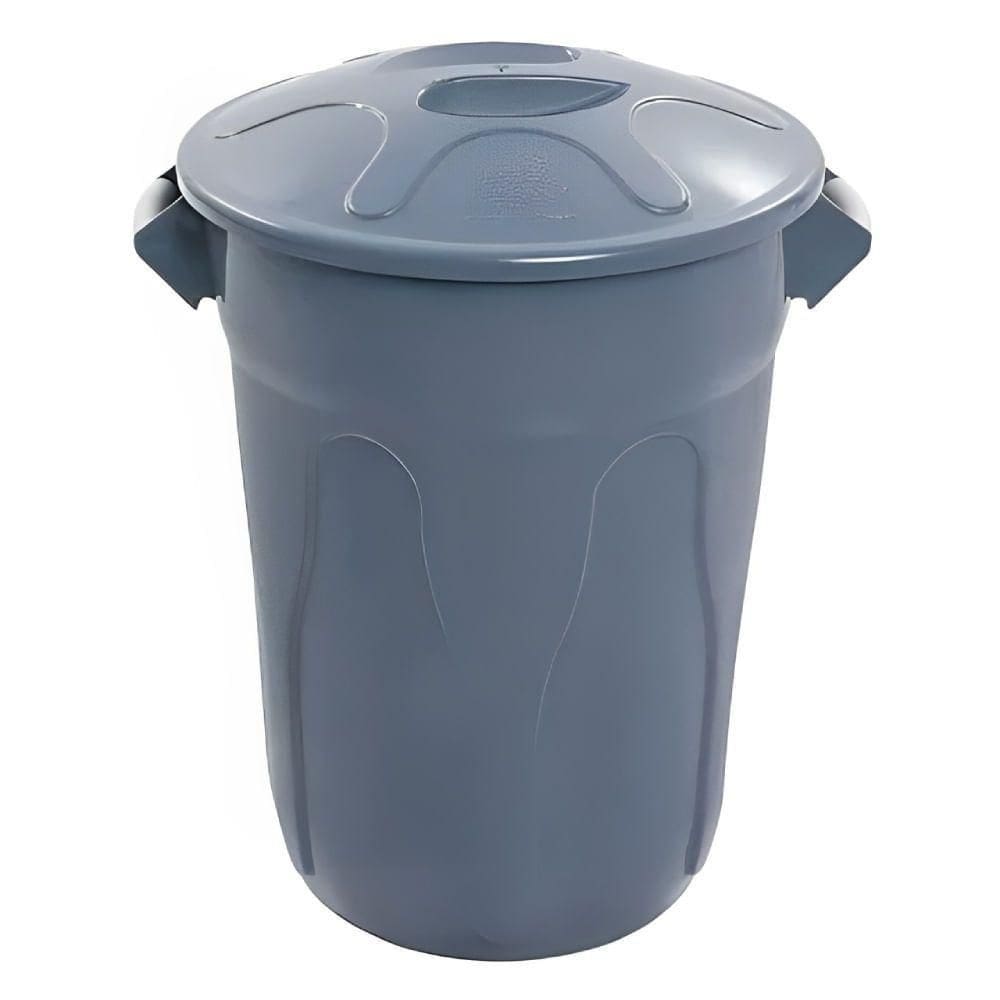 Lixeira de Plástico Cinza 66cm com Tampa Sobreposta 100 Litros Cr100c Jsn Cesto Plastico com Tam