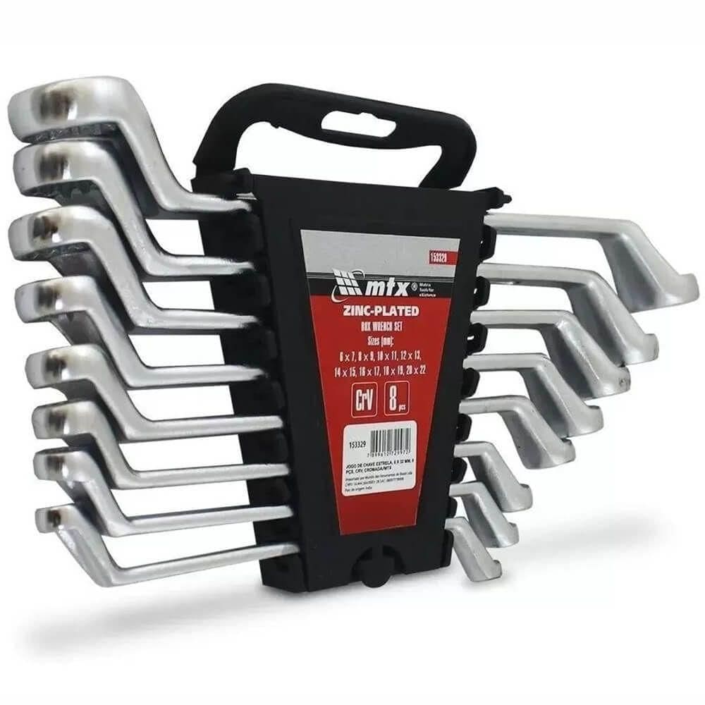 Jogo de Chaves Estrela Crv Fosco 6x22mm 8 Peças 153329 Mtx Jogo de Chave Estrela 6x22mm 8 Peças