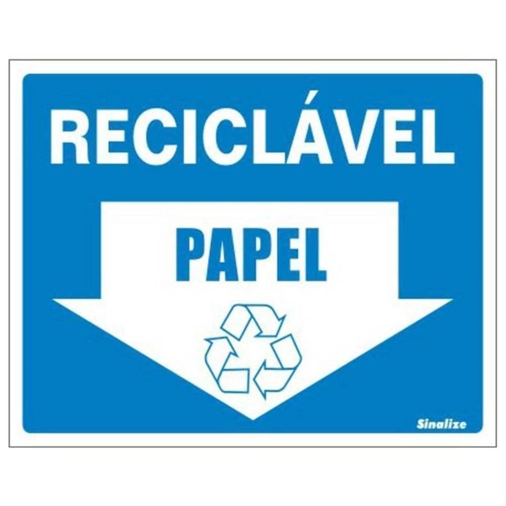 Placa de Poliestireno Autoadesiva 15x20cm Reciclável Papel 220 Bo Sinalize Placa Ps 15x20 Lixo