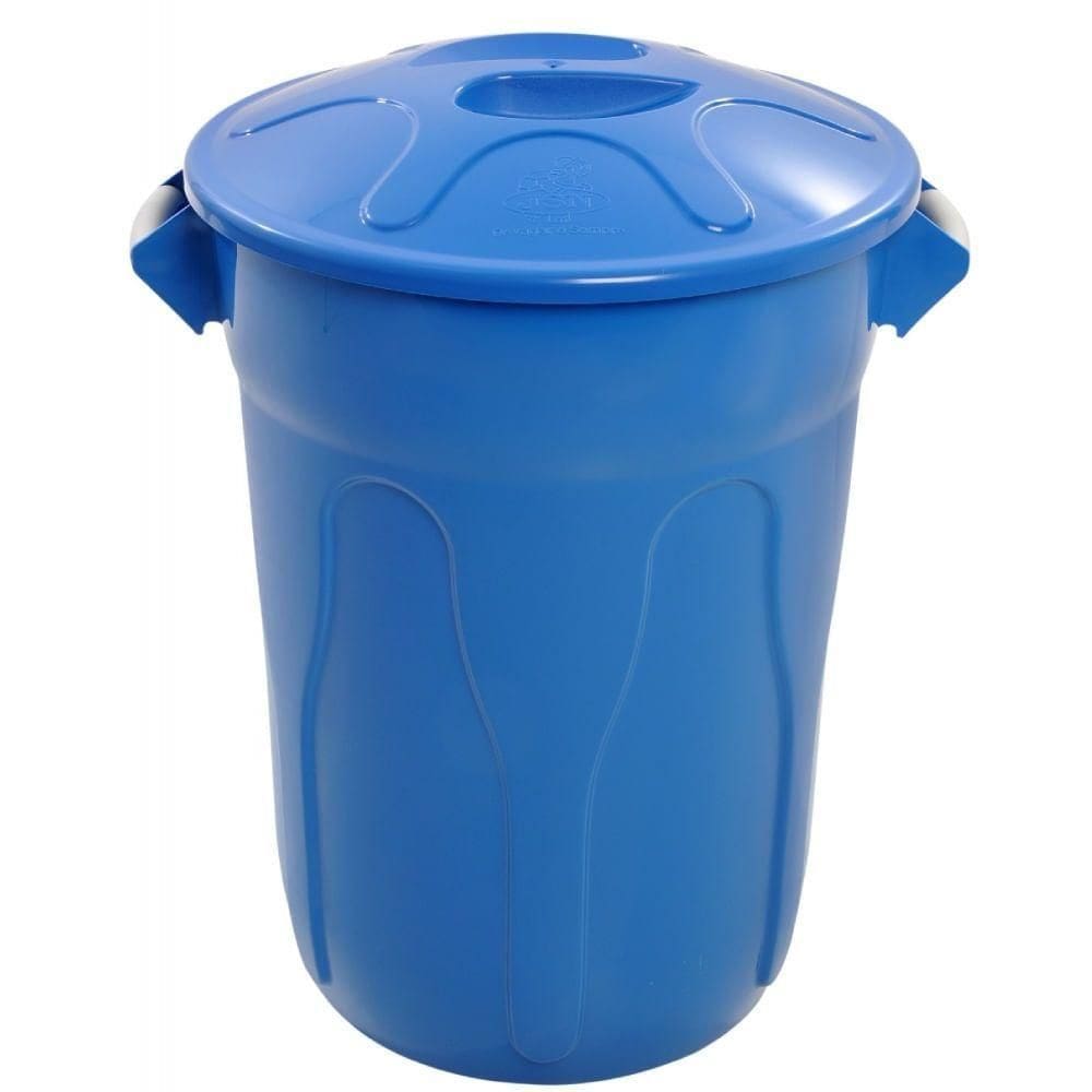 Lixeira de Plástico Azul 66cm com Tampa Sobreposta 100 Litros Cr100a Jsn Cesto Plastico 66cm Com