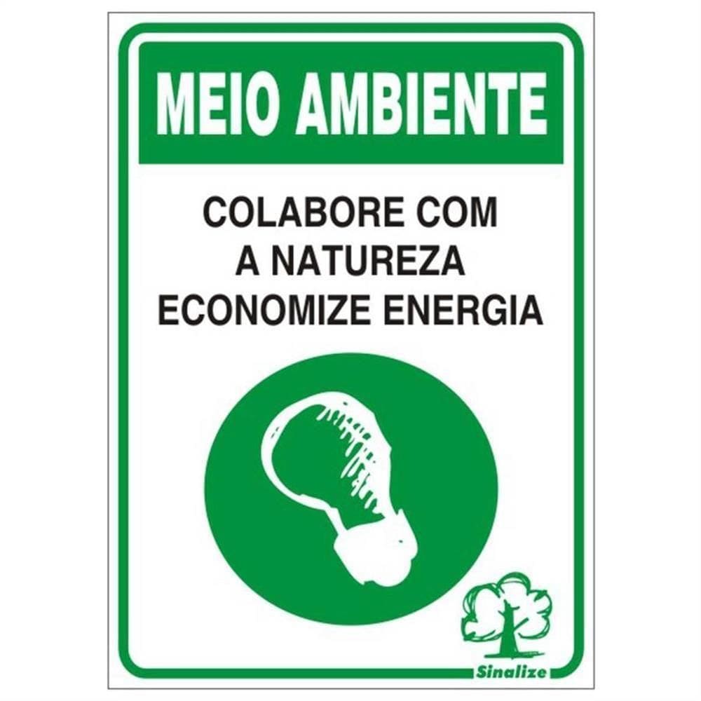 Placa de Poliestireno Autoadesiva 20x30cm Economize Energia 250 Cb Sinalize Placa Em Poliest.20