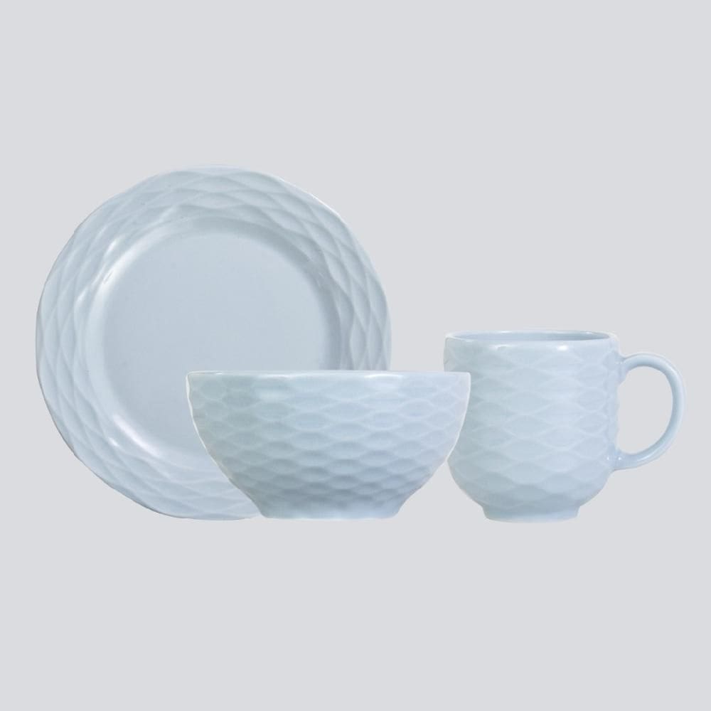 Jogo Lanche 12 Peças  Azul Vintage  Ondas Germer Porcelanas