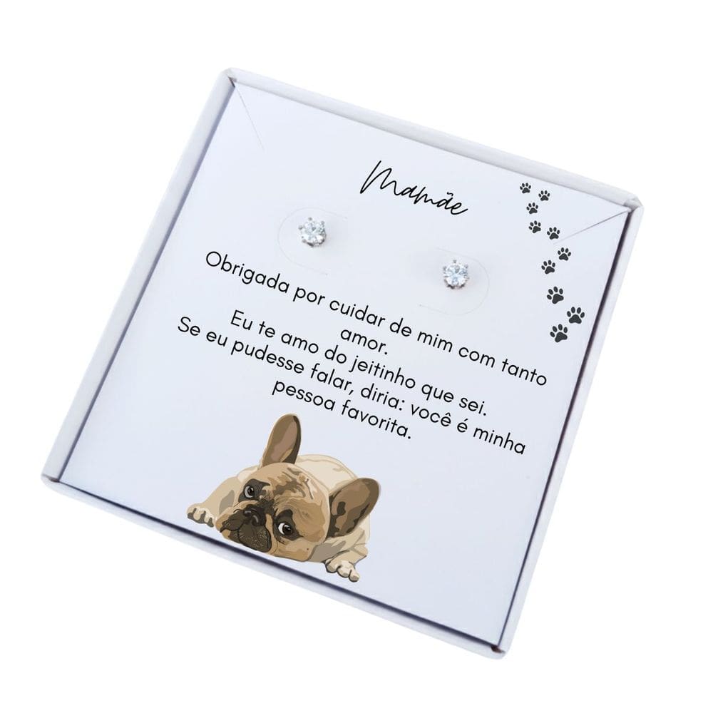 Brinco ponto de luz de aço+ Caixa presente Mãe de Buldogue