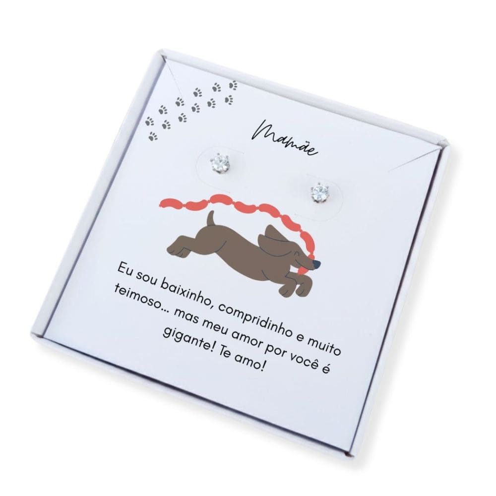 Brinco ponto de luz de aço+ Caixa presente Mãe de Salsicha