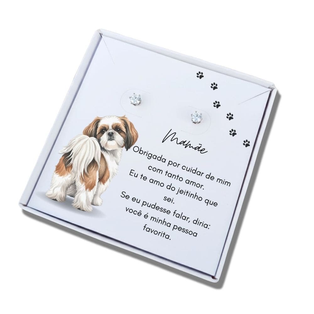 Brinco ponto de luz de aço+ Caixa presente Mãe de Shitzu