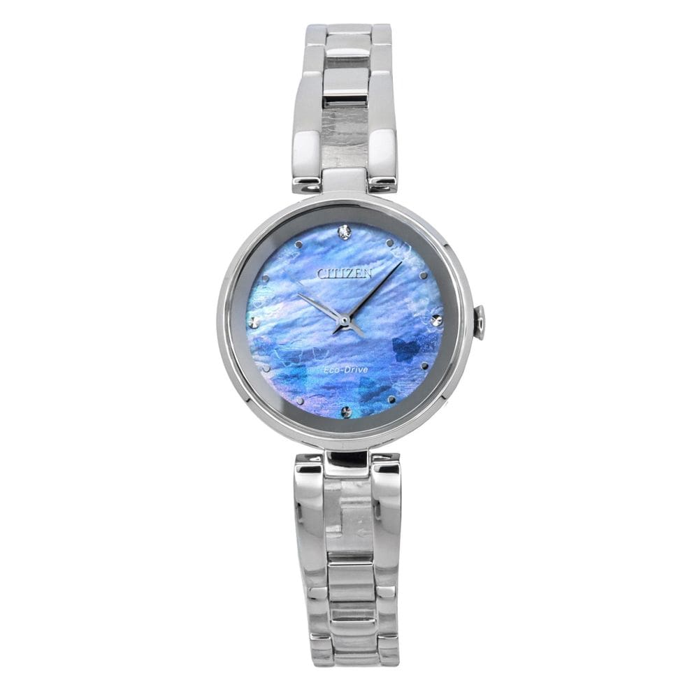 Relógio Citizen Eco-Drive EM0801-85N azul com mostrador em forma de mãe de pera