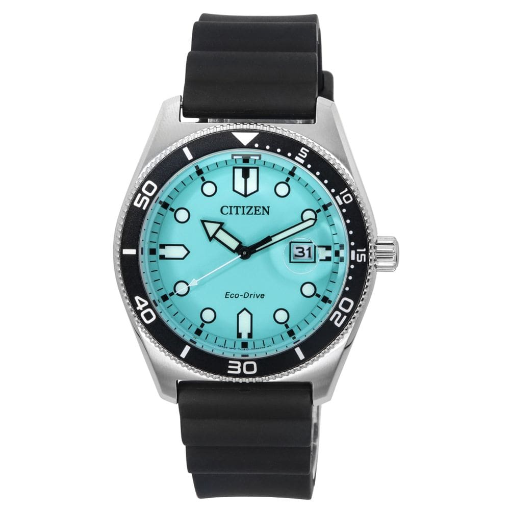 Relógio Citizen Eco-Drive AW1760-14X Pulseira de borracha turquesa