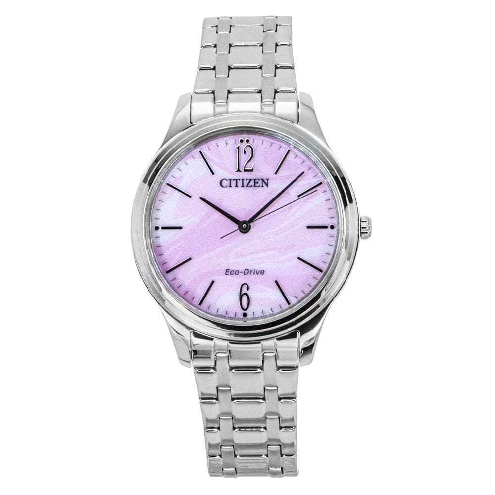 Relógio Citizen Elegance em aço inoxidável com mostrador rosa EM0411-71X