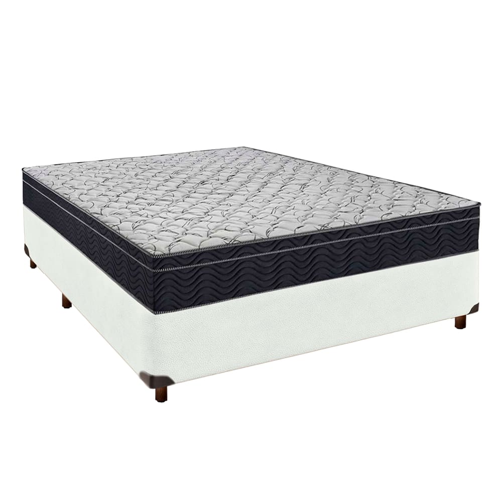 Cama Box Branco + Colchão Casal Airtech 150 Ortobom