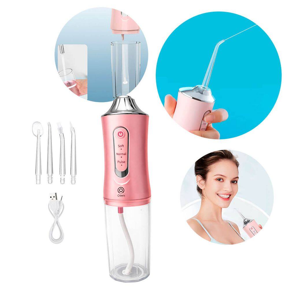 Irrigador Oral Portátil com 4 Bicos Intercambiáveis - Rosa