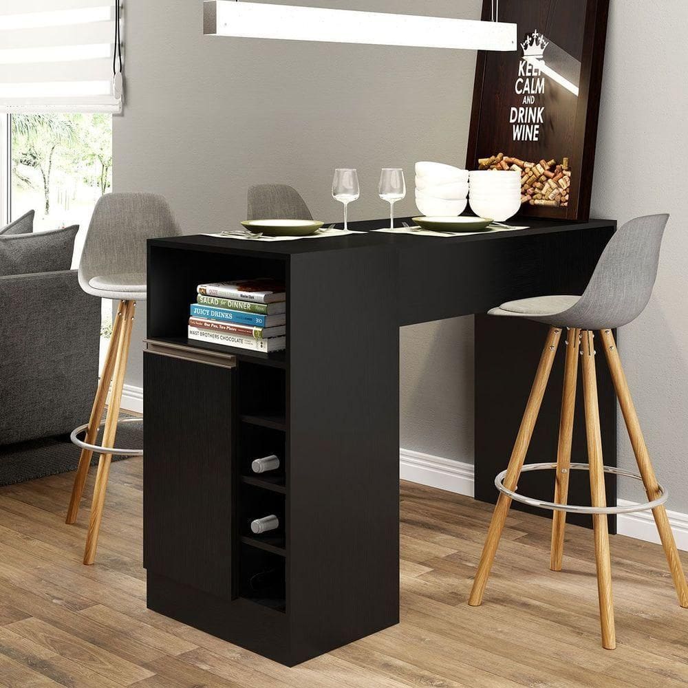 Bancada Balcão/ilha De Cozinha Gourmet 1 Porta E Adega Menu Móveis Preto