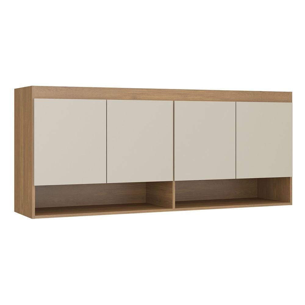 Armário Aéreo 4 Portas Guarda Roupa Modulado Selene 160x68 Cm Mdp Carvalho 6003 Menu