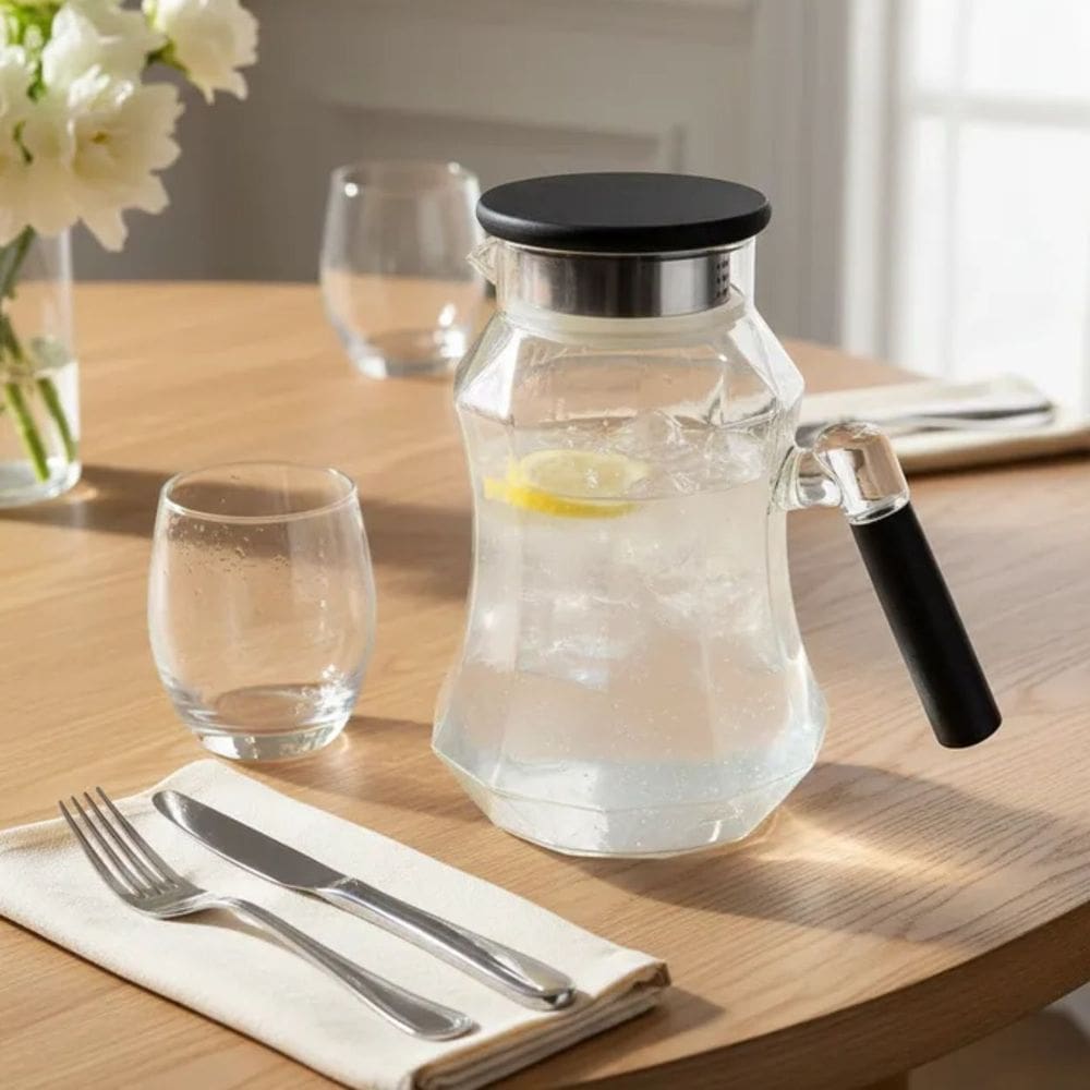 Jarra Vidro 1,8litros Vidro Tampa e Alça Madeira NexCook