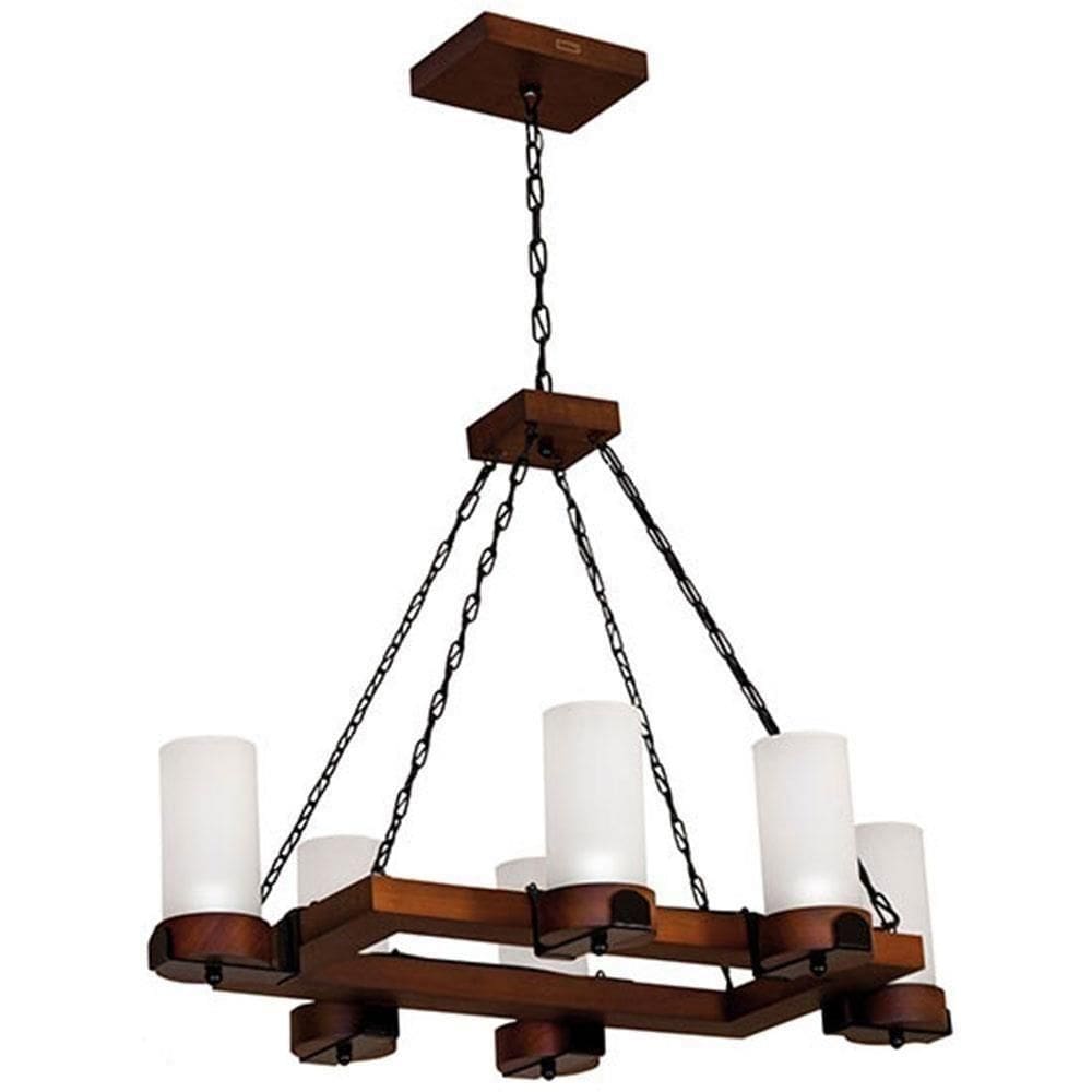 Lustre Muller Country Retangular 6 Lâmpadas Envelhecido 1206e