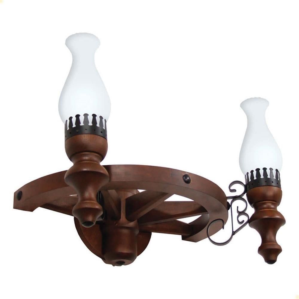 Arandela Muller Roda Carroça 2 Lâmpadas Envelhecida 902e