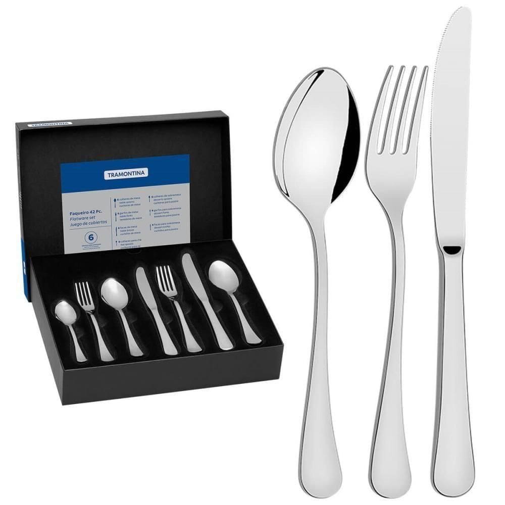 Faqueiro Tramontina Zurique Em Aço Inox Facas De Mesa Forjadas Acabamento Brilho 42 Peças 66986180