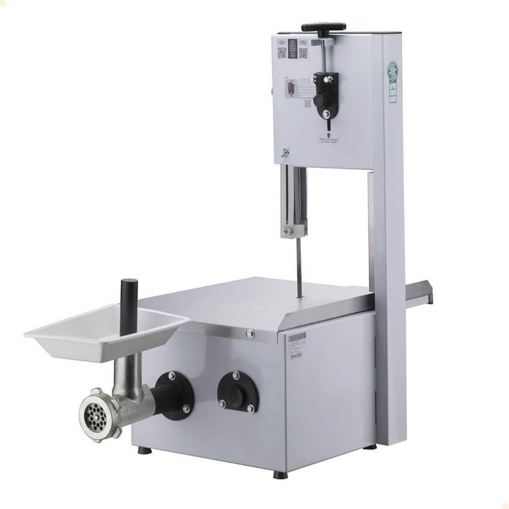 Serra Fita De Bancada Com Moedor Malta Mesa Inox Branca Lâmina 181cm Motor 1-2 Cv Bivolt