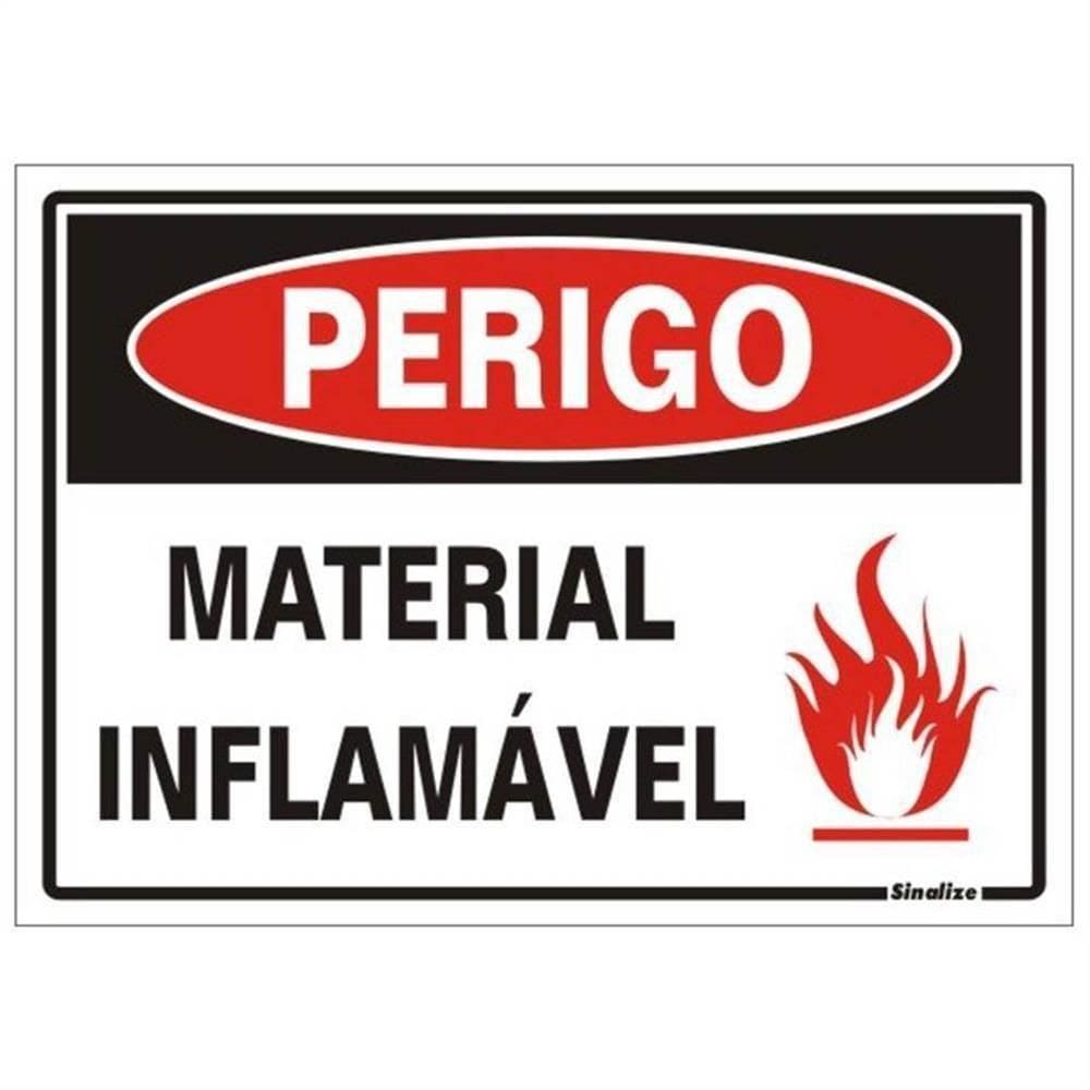 Placa de Poliestireno Autoadesiva 20x30cm Perigo Material Inflamável 250 Ap Sinalize Placa Ps 2