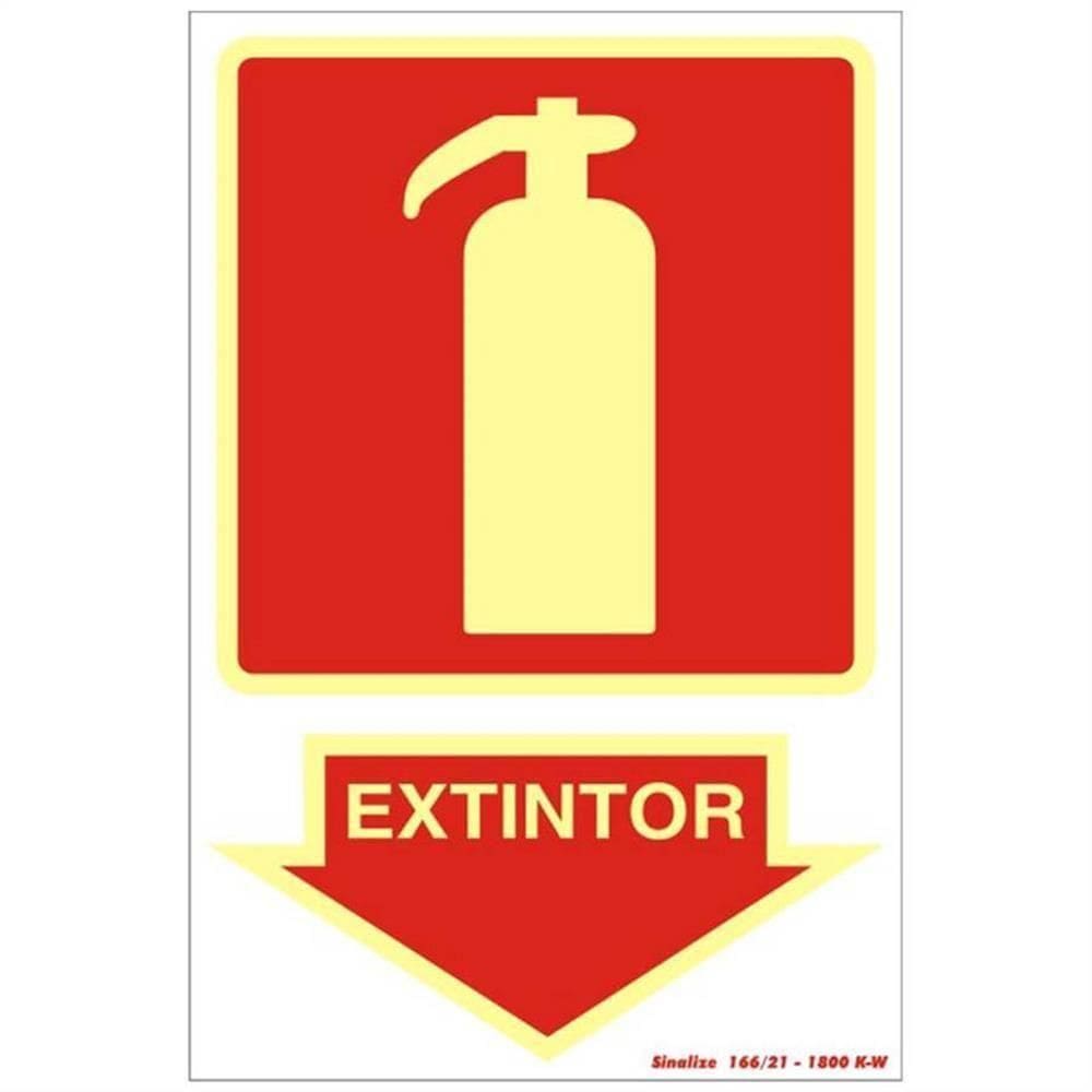 Placa de Pvc Fotoluminescente Autoadesiva 20x30cm Extintor 250 Bd Sinalize Placa 20x30 Extintor