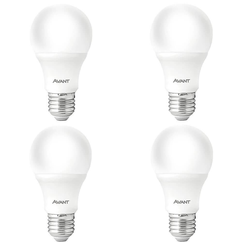 Kit 4 Lâmpadas Pera Led Avant Branco 9w Bivolt Br810-b 6500k Base E27 - Cód 335401378