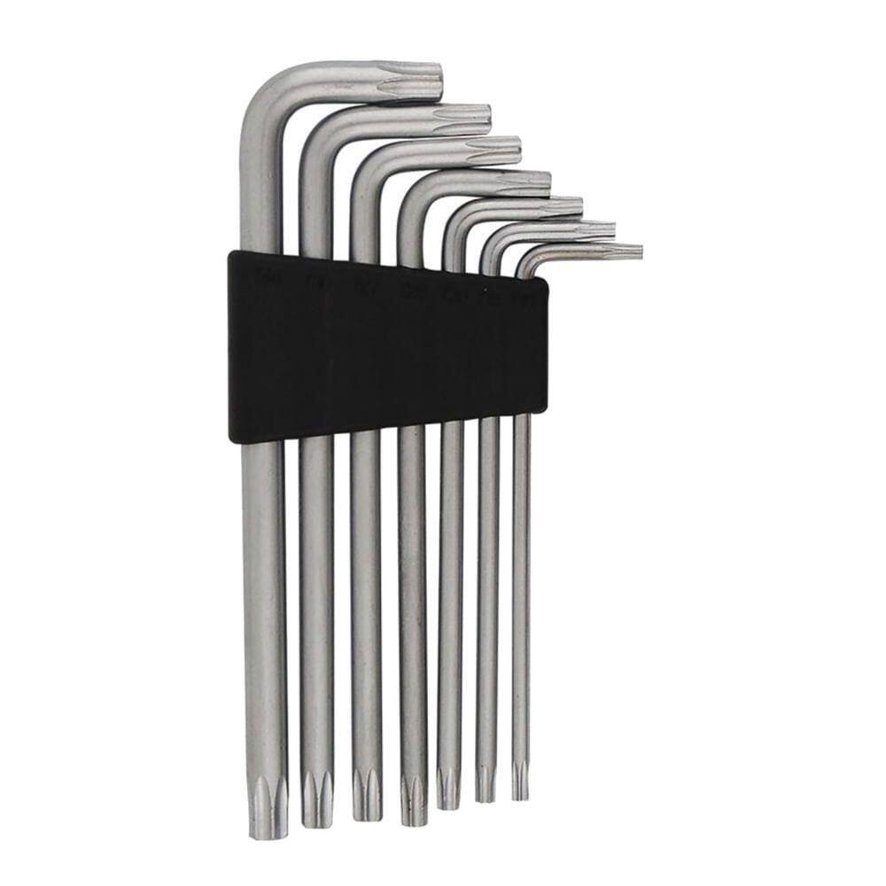 Jogo de Chave Torx Longa com 7 Chaves Em Aço Cromo Vanádio com Furo 1995 Western Chave Torx Long