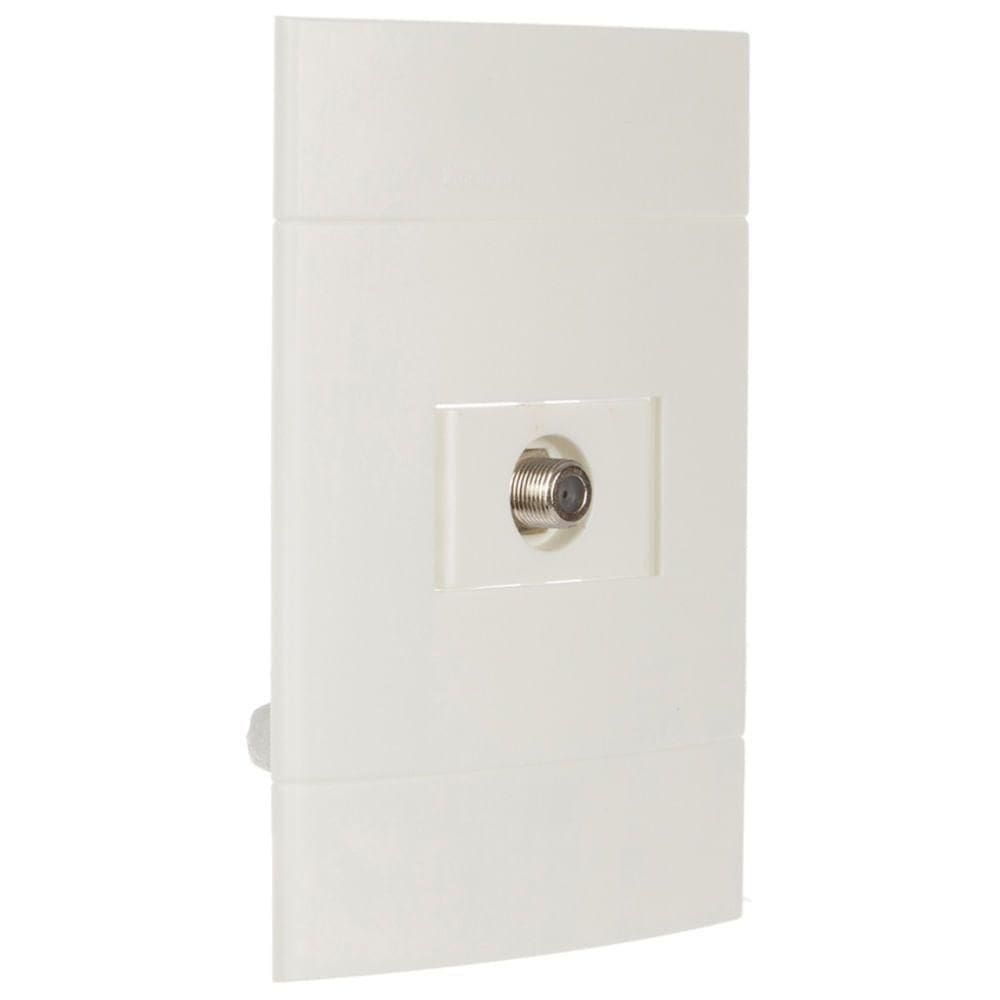 Conjunto Tomada Para Antena de Tv Para Cabo Coaxial 9mm Branco Lunare Prm44111 Schneider Conj.to