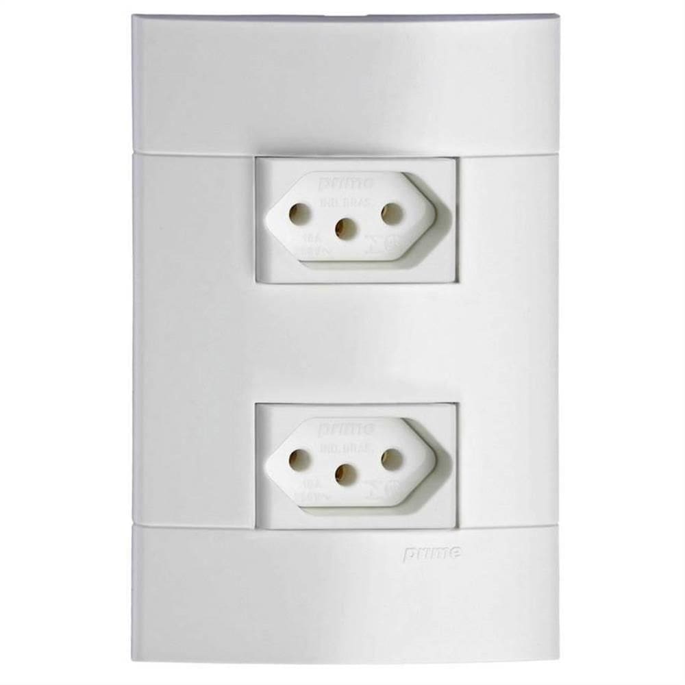 Conjunto 2 Tomadas 2 Pinos + Terra Lunare 10 Amperes 250 Volts Branco Prm4424721 Schneider Conj.