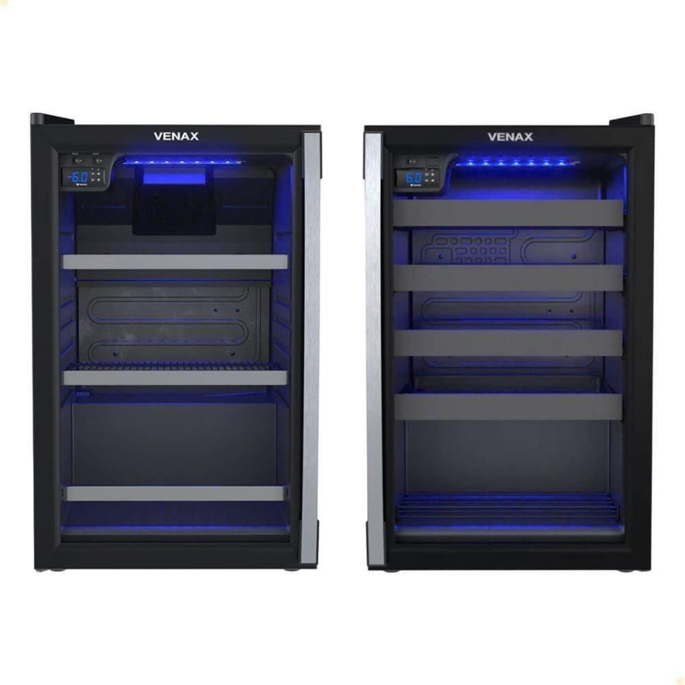 Conjunto Venax Cervejeira Blue Light E Adega Piubella Preto Fosco Porta Invertida 110V