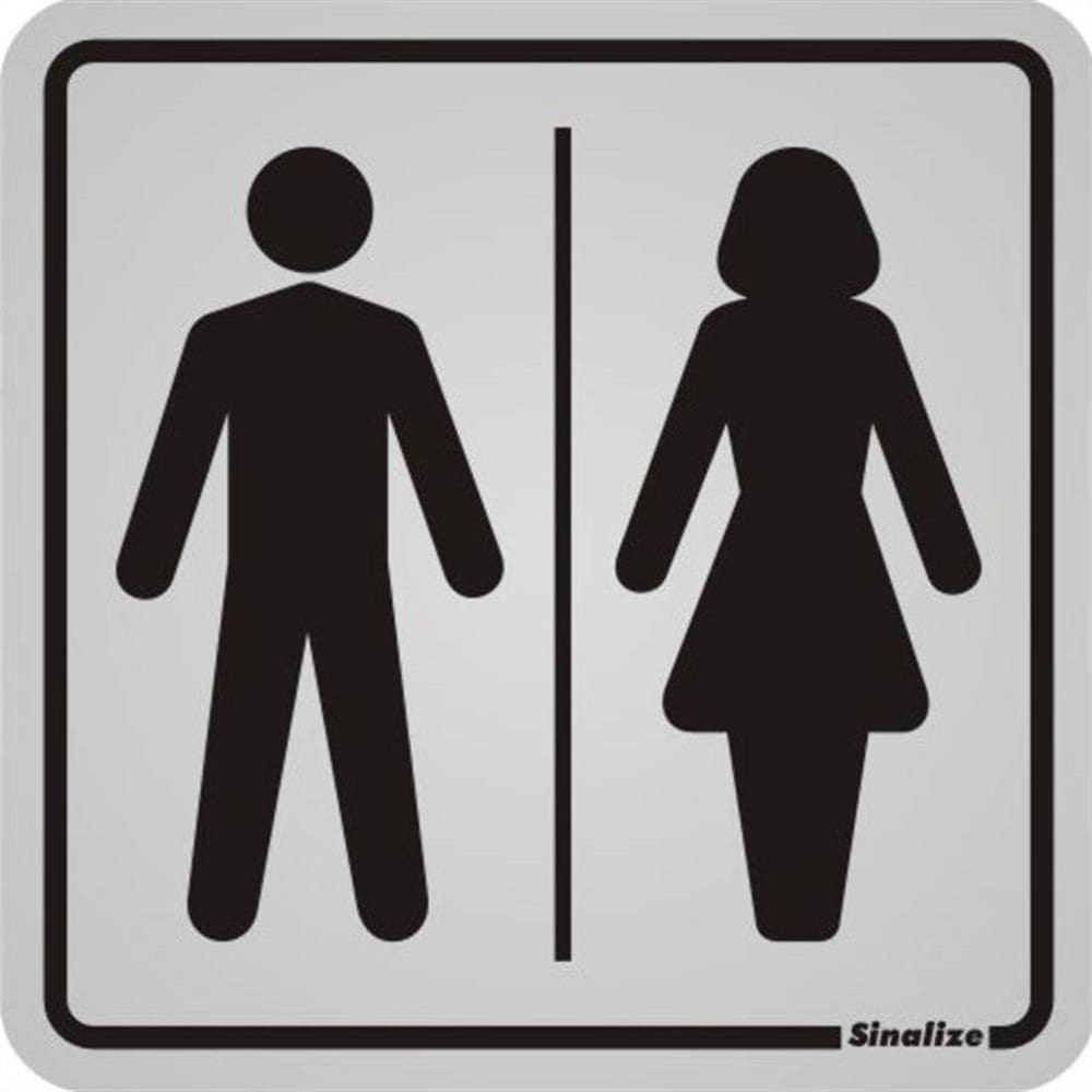 Placa de Alumínio Autoadesiva 12x12cm Sanitario Masculino - Feminino 900 Ac Sinalize Placa 12x1