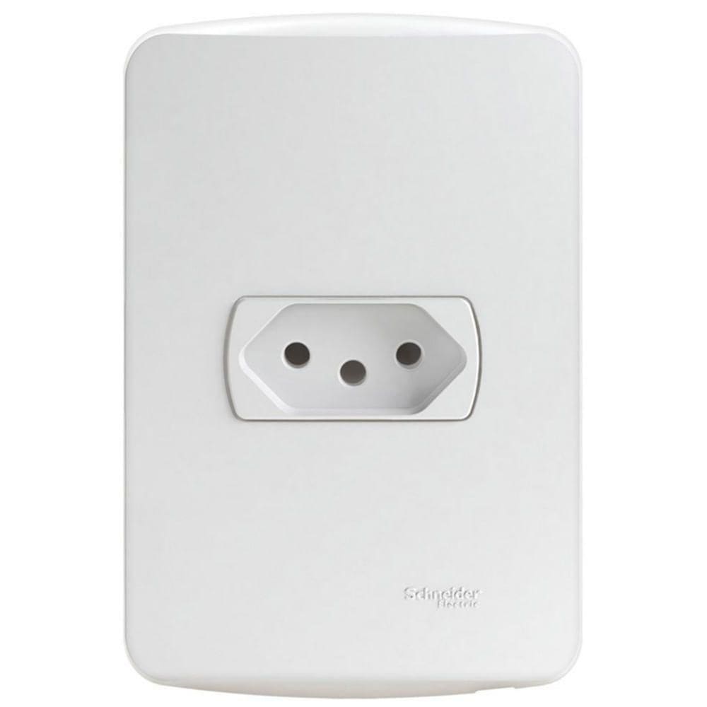 Conjunto Tomada 2 Pinos + Terra 20 Amperes 250 Volts Branco Miluz S3b60350 Schneider Conj.tomada
