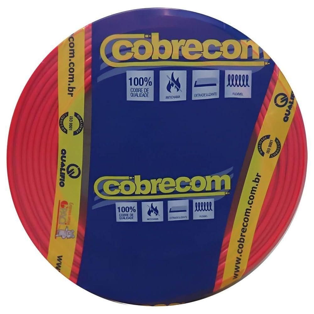 Cabo Flexicom de Cobre 16mm 750 Volts Vermelho com 100 Metros 1150906401 Cobrecom Cabo de Cobre