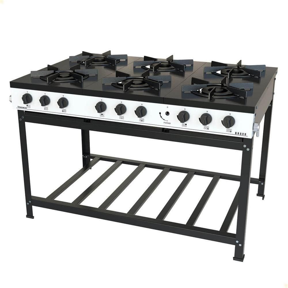 Fogão Industrial Venâncio A Gás Glp Bravo 6 Bocas Branco Br6bbr