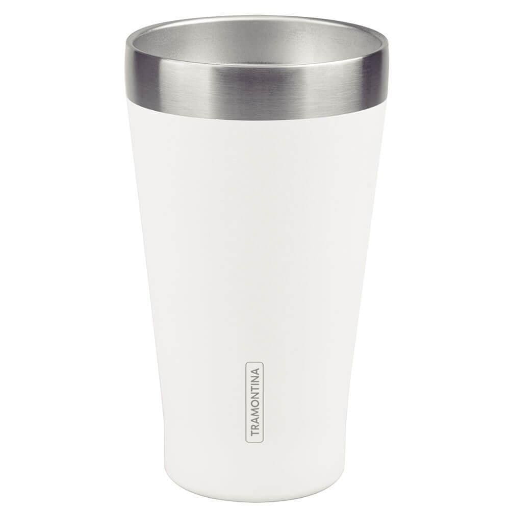 Copo Térmico Tramontina Exata Em Aço Inox Com Parede Dupla Branco Sem Tampa 550 Ml 61646510