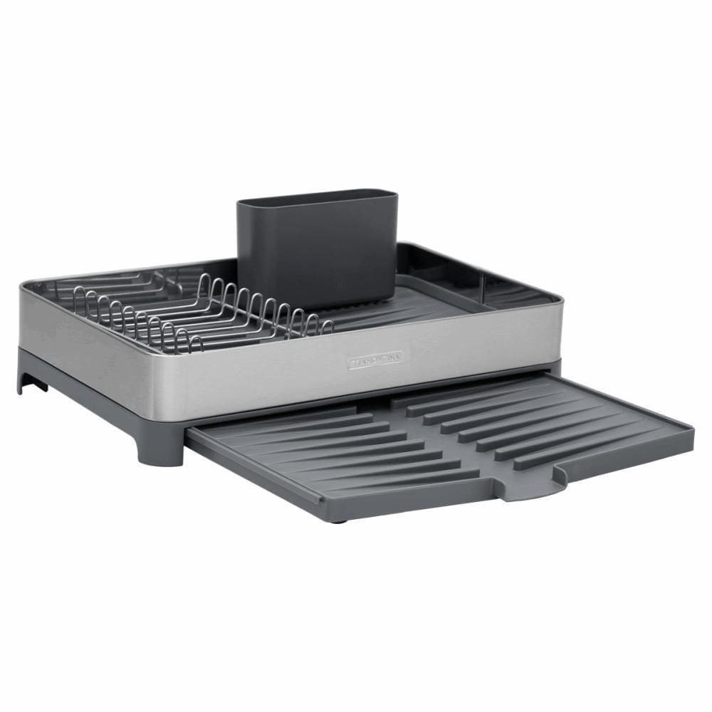 Escorredor De Louça Tramontina Plurale Em Aço Inox E Polipropileno Com Porta Talheres Grafite 61537300