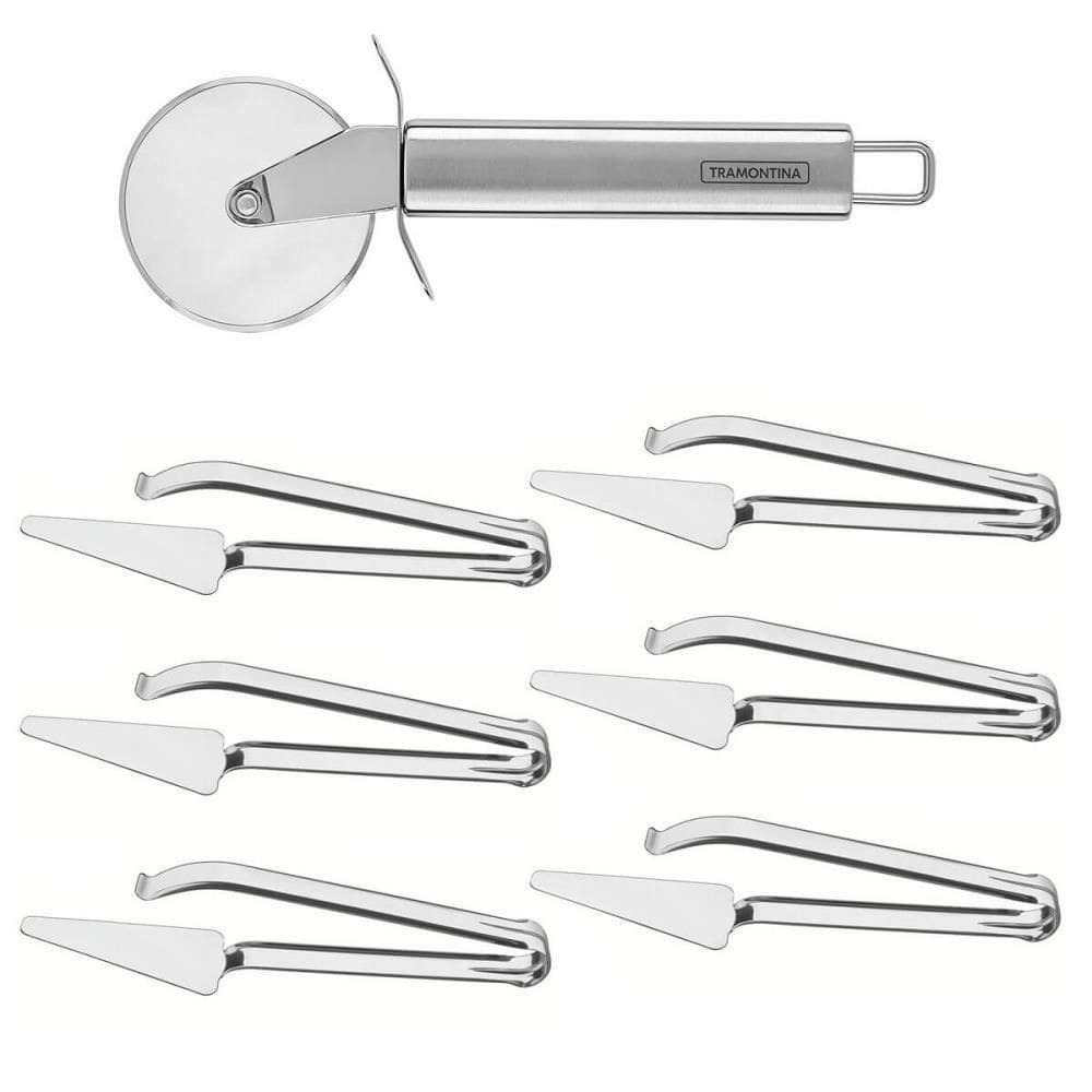 Kit Cortador De Pizza Tramontina Marffim + 6 Pegadores Para Pizza Tramontina Utility