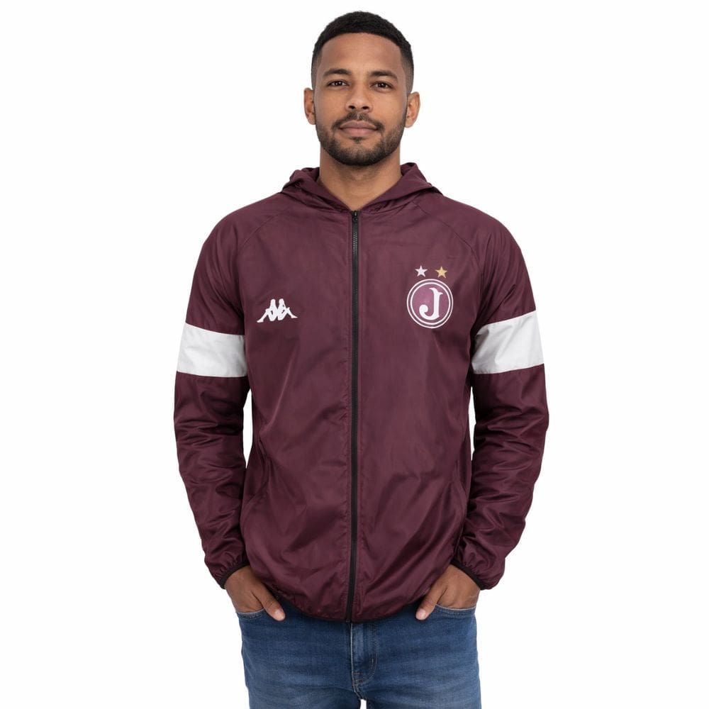 Jaqueta Quebra Vento com Capuz Kappa Oficial Juventus da Mooca Masculina