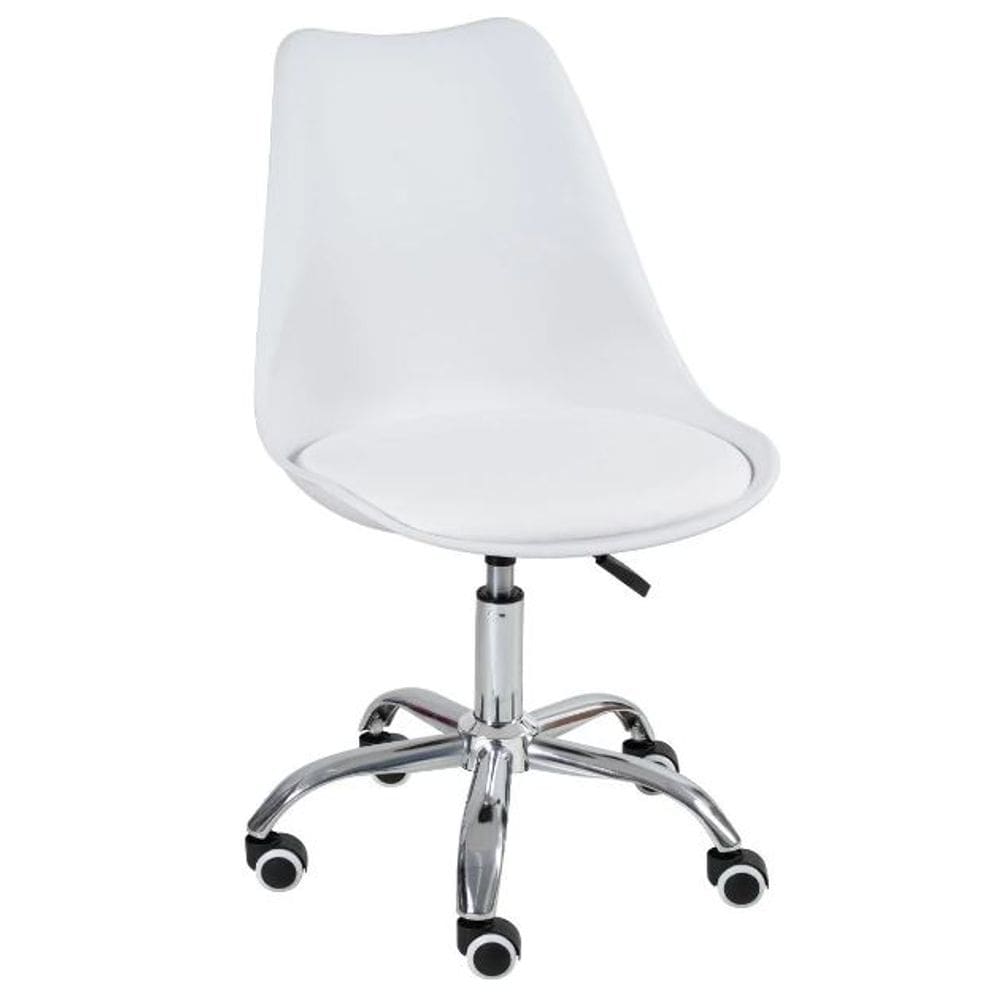 Cadeira com rodízios Tulipa Leda Office escritório Branco