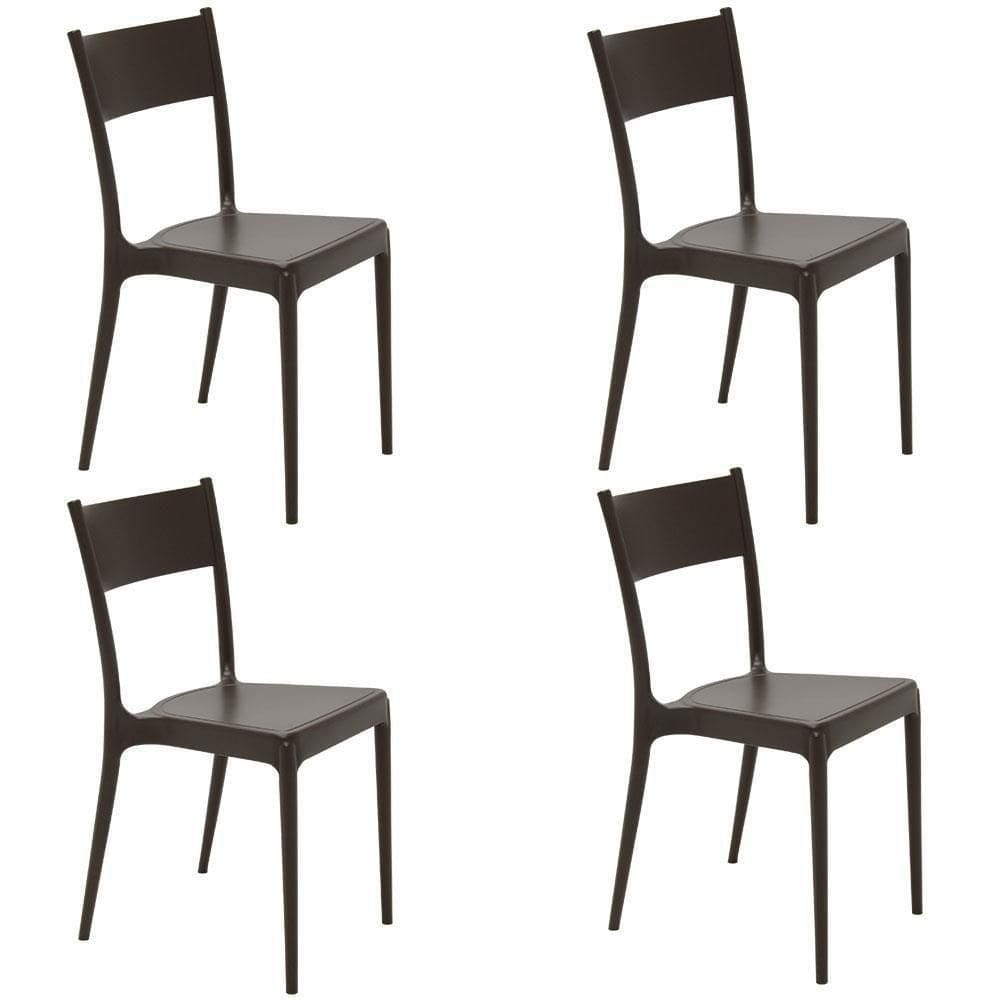 Conjunto Com 4 Cadeiras Tramontina Em Polipropileno Eco Diana Marrom 92030419