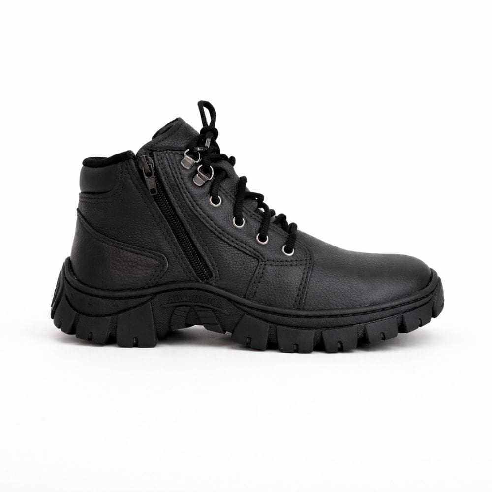 Bota Botina Coturno Masculina Couro Zíper Confortável