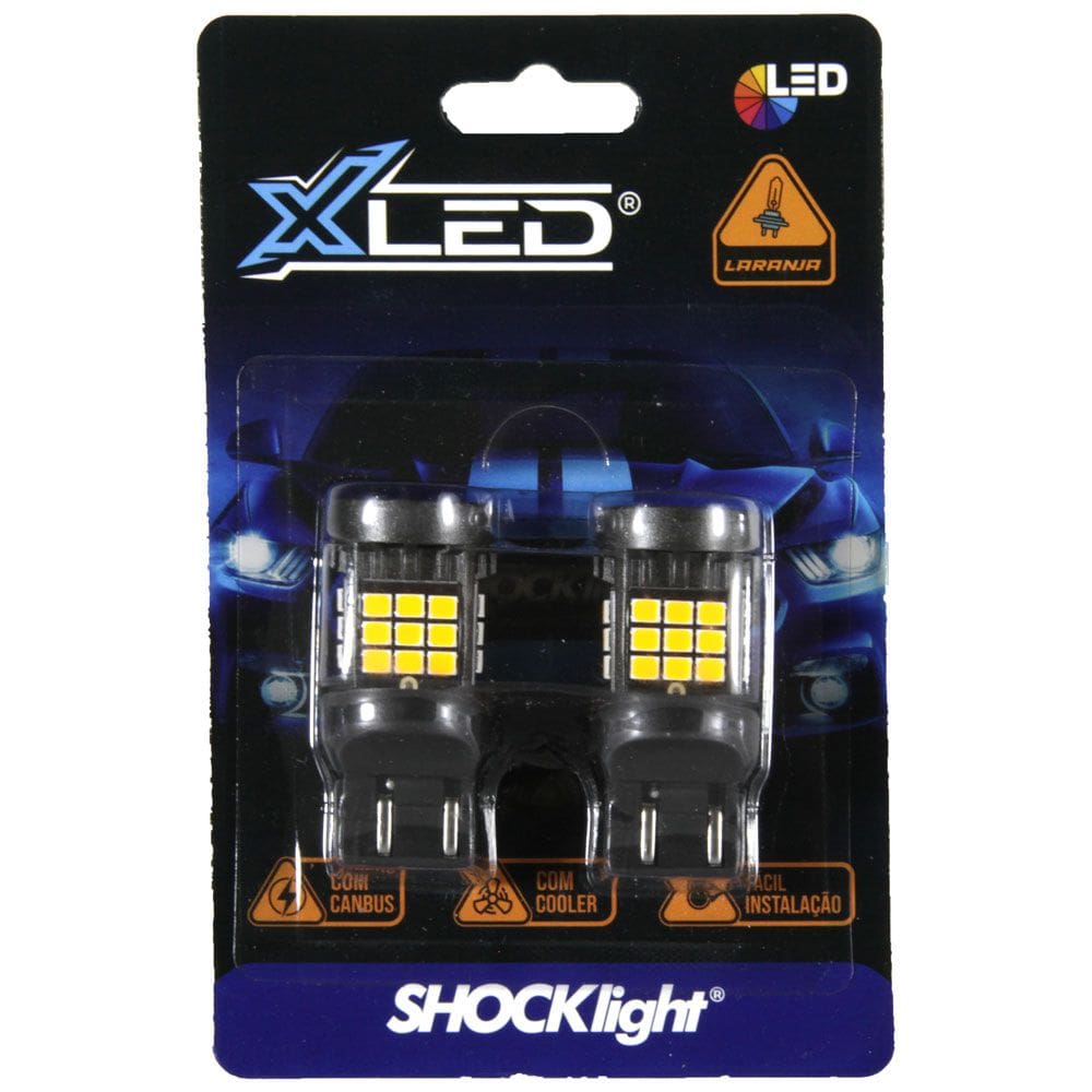 Lâmpada led 2 polo t20 36 led shocklight canbus laranja 12v