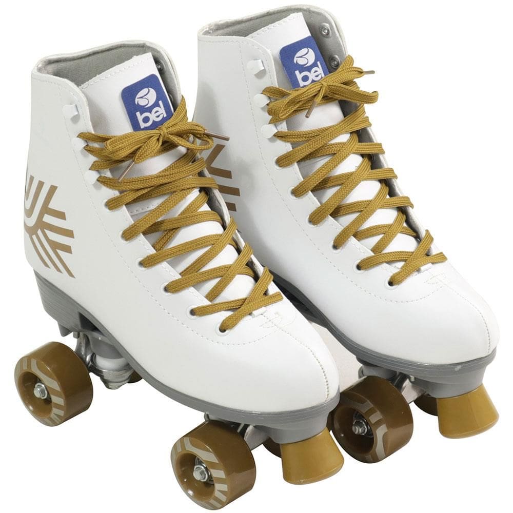 REEMBALADO: Patins Bel Quad Retrô Top Tamanho 38 - Branco/Dourado