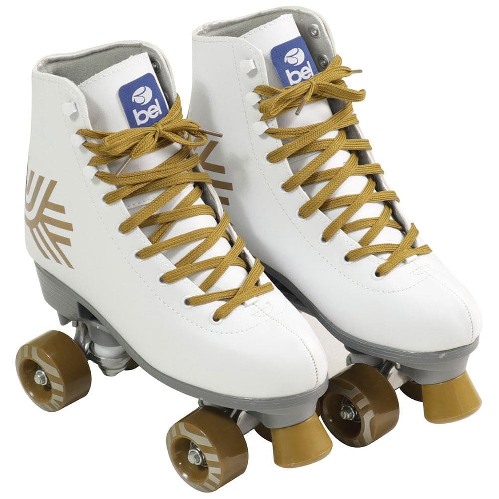 REEMBALADO: Patins Bel Quad Retrô Top Tamanho 35 - Branco/Dourado
