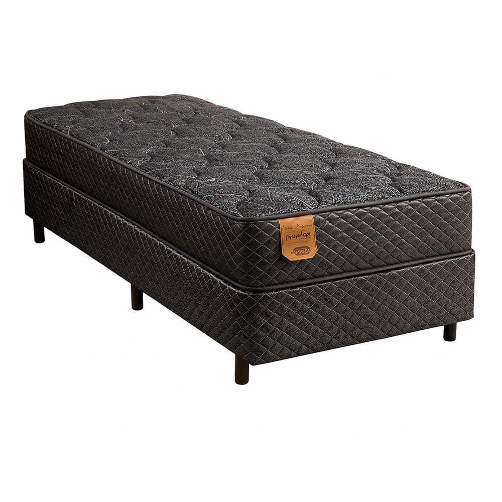 Cama Box Solteiro (Box + Colchão) 78X188X63 Pro Soft Bamboo Prorelax Molas Ensacadas Pillow Top Turn Free
