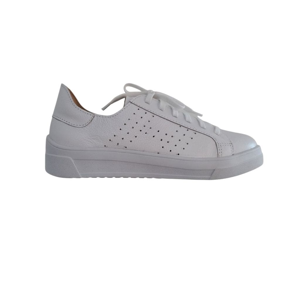 Tênis Casual Feminino Branco em Couro Flatform