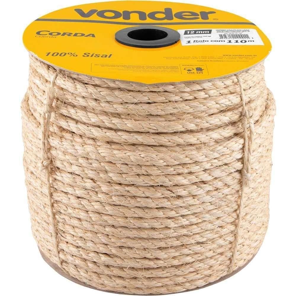 Corda De Sisal 12 Mm X 110 M, 3 Pernas, Vonder