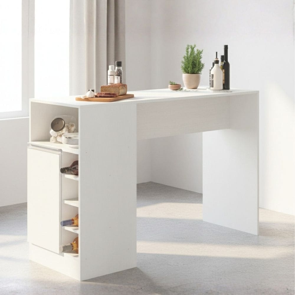 Bancada Balcão/Ilha de Cozinha Gourmet 1 Porta e Adega Menu Móveis Branco