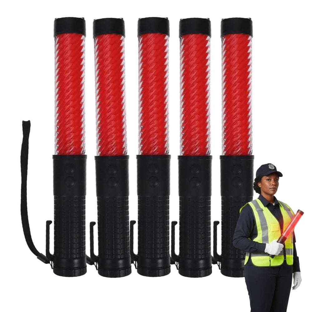 Bastao Sinalizador Kit 5 Uni Lanterna Baliza Apito Manobrista Guarda Estacionamento Transito Obra Recarregavel Evento