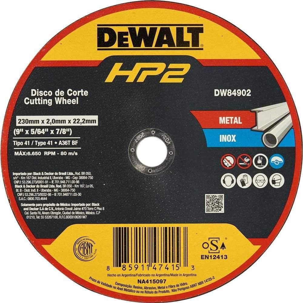 Disco De Corte 230 Mm X 2 Mm X 22,23 Mm, Dw84902 Hp2 Dewalt Ostenvonder