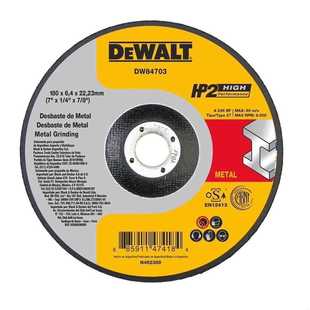 Disco Desbaste 180,0 Mm X 6,4 Mm X 22,23 Mm 7, Hp2 Higt Performance, Dw84703, Dewalt Ostenvonder